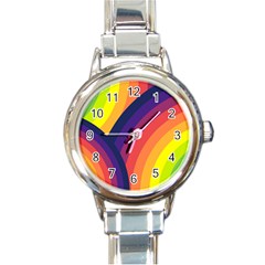 Background Rainbow Colors Colorful Round Italian Charm Watch by Pakrebo