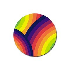 Background Rainbow Colors Colorful Rubber Round Coaster (4 Pack)  by Pakrebo