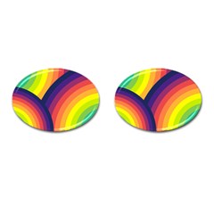 Background Rainbow Colors Colorful Cufflinks (oval) by Pakrebo