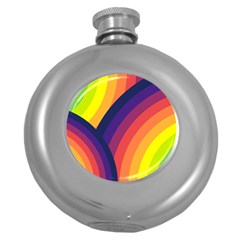 Background Rainbow Colors Colorful Round Hip Flask (5 Oz) by Pakrebo