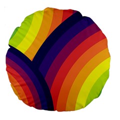 Background Rainbow Colors Colorful Large 18  Premium Round Cushions by Pakrebo