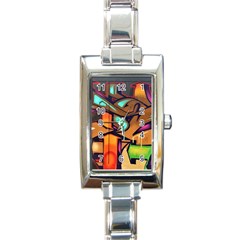 Graffiti Mural Street Art Wall Art Rectangle Italian Charm Watch by Pakrebo