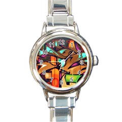 Graffiti Mural Street Art Wall Art Round Italian Charm Watch by Pakrebo