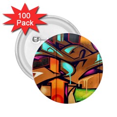 Graffiti Mural Street Art Wall Art 2 25  Buttons (100 Pack)  by Pakrebo