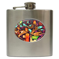 Graffiti Mural Street Art Wall Art Hip Flask (6 Oz) by Pakrebo