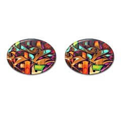 Graffiti Mural Street Art Wall Art Cufflinks (oval) by Pakrebo