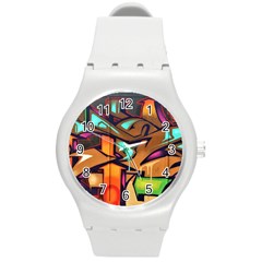 Graffiti Mural Street Art Wall Art Round Plastic Sport Watch (m) by Pakrebo