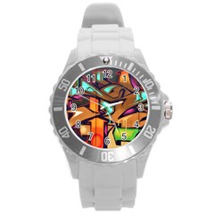 Graffiti Mural Street Art Wall Art Round Plastic Sport Watch (l) by Pakrebo