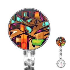 Graffiti Mural Street Art Wall Art Stainless Steel Nurses Watch by Pakrebo