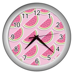 Melons Pattern Food Fruits Melon Wall Clock (silver) by Pakrebo