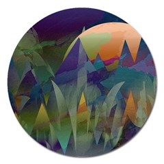 Mountains Abstract Mountain Range Magnet 5  (Round)