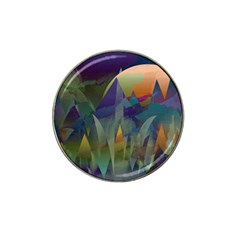 Mountains Abstract Mountain Range Hat Clip Ball Marker