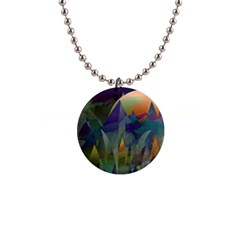 Mountains Abstract Mountain Range 1  Button Necklace by Pakrebo