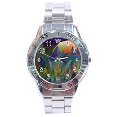 Mountains Abstract Mountain Range Stainless Steel Analogue Watch