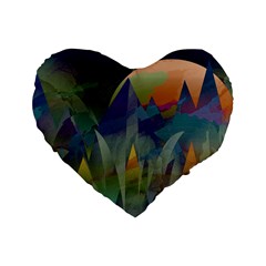 Mountains Abstract Mountain Range Standard 16  Premium Heart Shape Cushions by Pakrebo