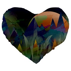 Mountains Abstract Mountain Range Large 19  Premium Heart Shape Cushions by Pakrebo