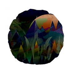 Mountains Abstract Mountain Range Standard 15  Premium Flano Round Cushions by Pakrebo