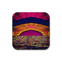 Abstract Sunrise Ocean Sunset Sky Rubber Coaster (square)  by Pakrebo