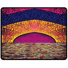 Abstract Sunrise Ocean Sunset Sky Fleece Blanket (medium)  by Pakrebo