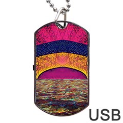 Abstract Sunrise Ocean Sunset Sky Dog Tag Usb Flash (one Side) by Pakrebo