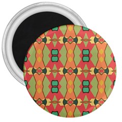 Pattern Orange Green African 3  Magnets by Pakrebo