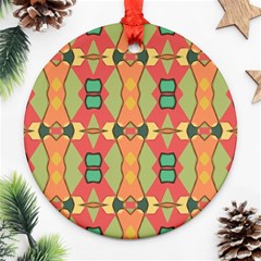 Pattern Orange Green African Ornament (round) by Pakrebo