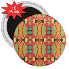 Pattern Orange Green African 3  Magnets (10 pack) 