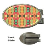 Pattern Orange Green African Money Clips (Oval)  Front