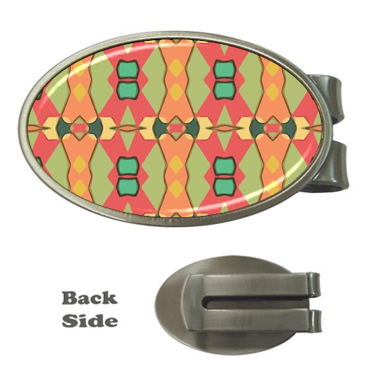 Pattern Orange Green African Money Clips (Oval) 