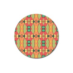 Pattern Orange Green African Magnet 3  (round) by Pakrebo