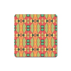 Pattern Orange Green African Square Magnet by Pakrebo