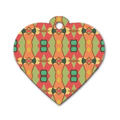 Pattern Orange Green African Dog Tag Heart (two Sides) by Pakrebo