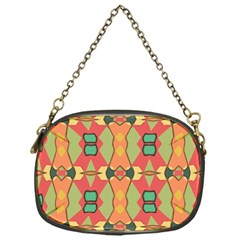 Pattern Orange Green African Chain Purse (One Side)