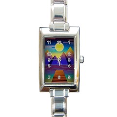 Jetty Landscape Scenery Mountains Rectangle Italian Charm Watch by Pakrebo