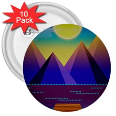 Jetty Landscape Scenery Mountains 3  Buttons (10 Pack)  by Pakrebo