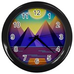 Jetty Landscape Scenery Mountains Wall Clock (Black) Front