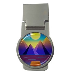 Jetty Landscape Scenery Mountains Money Clips (round)  by Pakrebo