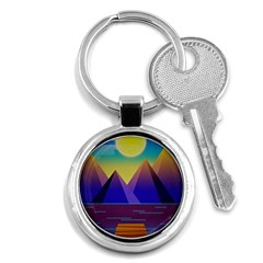 Jetty Landscape Scenery Mountains Key Chains (round)  by Pakrebo