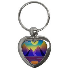 Jetty Landscape Scenery Mountains Key Chains (heart)  by Pakrebo