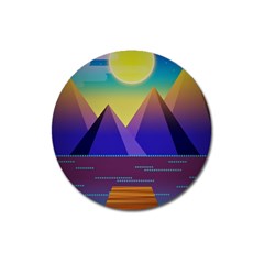 Jetty Landscape Scenery Mountains Magnet 3  (round) by Pakrebo