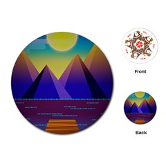 Jetty Landscape Scenery Mountains Playing Cards (round) by Pakrebo