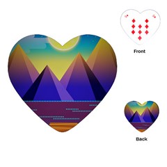 Jetty Landscape Scenery Mountains Playing Cards (heart) by Pakrebo