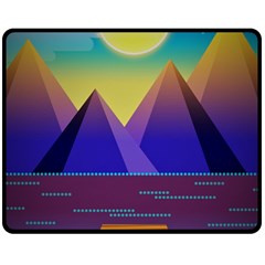 Jetty Landscape Scenery Mountains Fleece Blanket (medium)  by Pakrebo