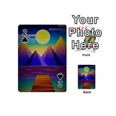 Jetty Landscape Scenery Mountains Playing Cards Double Sided (mini) by Pakrebo