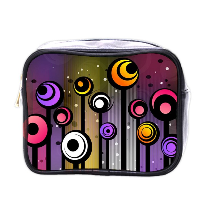 Abstract Flora Pinks Yellows Mini Toiletries Bag (One Side)