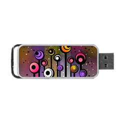 Abstract Flora Pinks Yellows Portable Usb Flash (one Side) by Pakrebo