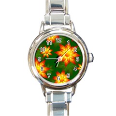 Flower Pattern Floral Non Seamless Round Italian Charm Watch by Pakrebo