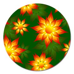 Flower Pattern Floral Non Seamless Magnet 5  (round) by Pakrebo