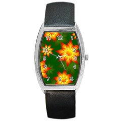 Flower Pattern Floral Non Seamless Barrel Style Metal Watch by Pakrebo