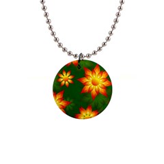 Flower Pattern Floral Non Seamless 1  Button Necklace by Pakrebo